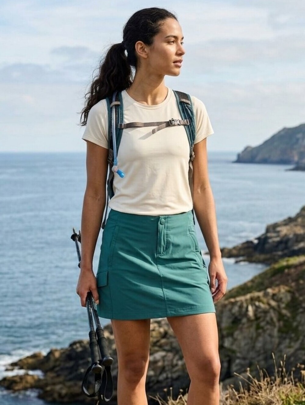 Columbia Women's Gorpcore Sporty Teal Activewear Skort w Utility Pockets Size 8